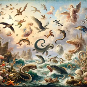 21. І створив Бог риб великих, і всяку душу тварин, що повзають, яких породила вода, за своїм родом, і всякого птаха крилатого, за своїм родом. І побачив Бог, що це добре.