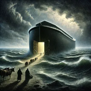 1. І сказав Господь до Ноя: „Увійди ти та ввесь дім твій до ковчегу, бо Я побачив тебе праведним передо Мною в роді цім.