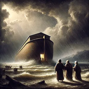 13. Того самого дня ввійшов Ной, і Сим, і Хам, і Яфет, Ноєві сини, і Ноєва жінка, і три невістки його з ним до ковчегу,