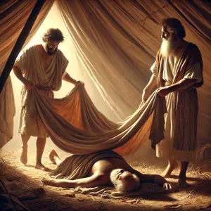 23. Тоді Сим і Яфет узяли одежу, поклали її на плечі і, йдучи назад, накрили наготу батька свого; обличчя їхні були відвернені, і вони не бачили наготи батька свого.